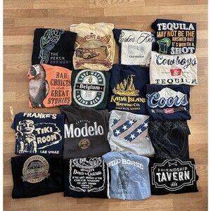 17pc Beer & Brewery T-Shirt Lot - Size Small - Graphic Tee Reseller Bundle Y2K